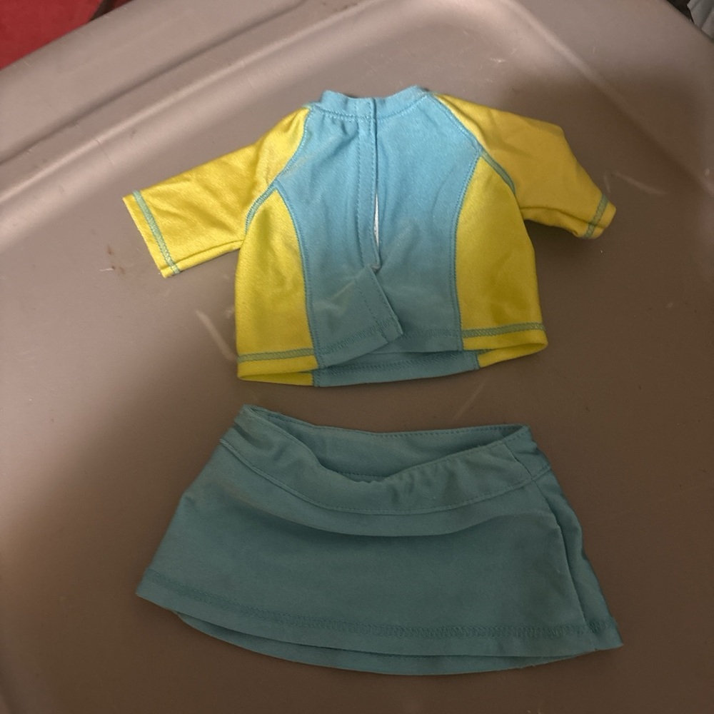 American Girl Yellow and Aqua Two-Piece Swim Coverup Set